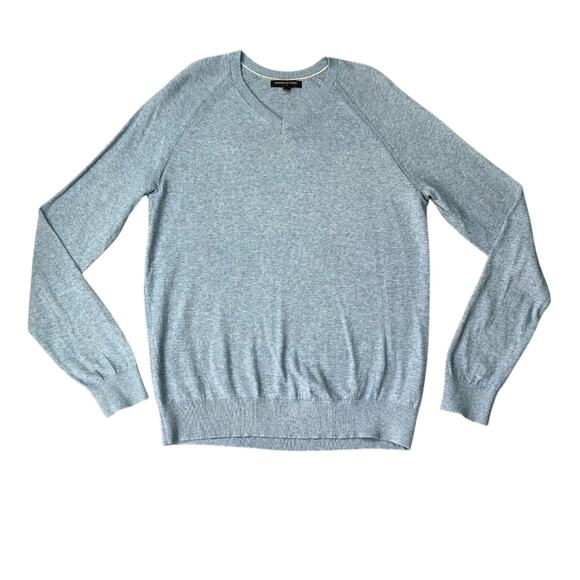 Banana Republic Sweater Men's Size Medium Blue Cotton Lightweight V-Neck Knit - Picture 2 of 8